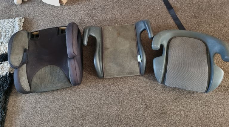 Free car Booster Seats - Grey Fabric, Good Condition