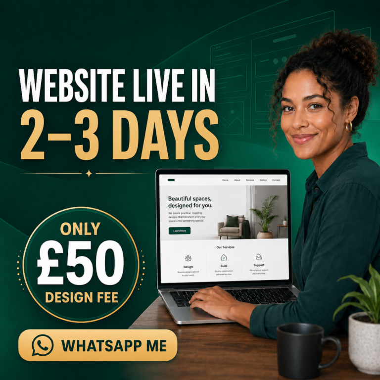 💕 From £50 | Smart Website Design | Live in 2 Days | Web Designer Developer