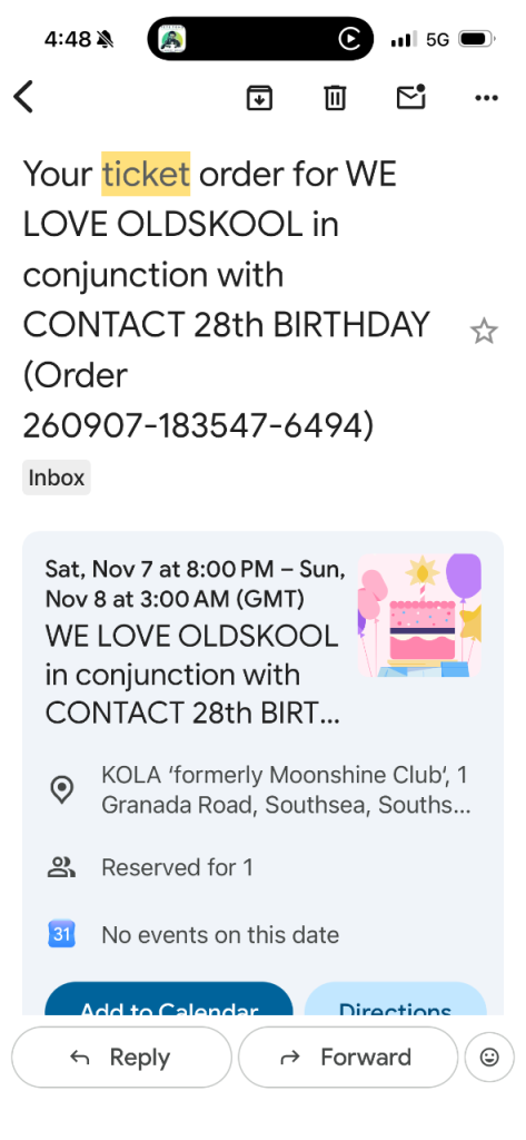 Tickets. We love oldskool in conjunction with Contact
