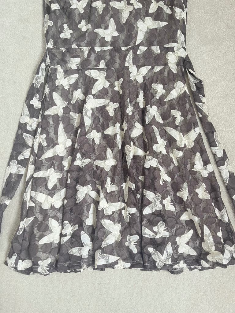 Light Grey & White butterfly lace mini dress 