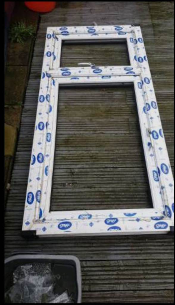 Window Grey/White Brand New, needs Glass Pane H167cm W77cm PVC Project