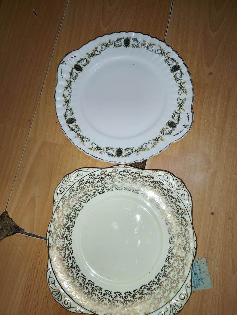 Two vintage cake plate