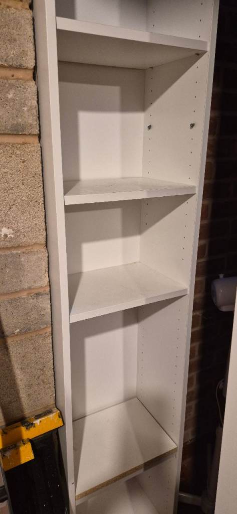 White bookcase, one single and double