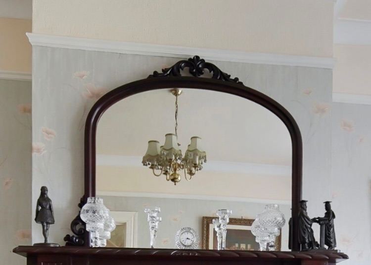 Mahogany Mirror. Large, ornate over mantle.
