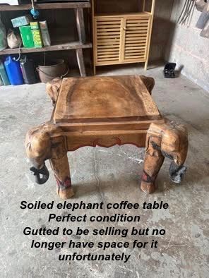 Unique Elephant Carved Wooden Coffee Table