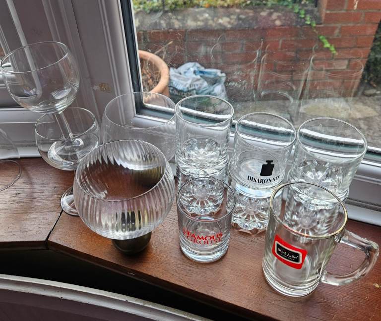 Selection of Clear Glass Drinking Glasses - GOOD Condition