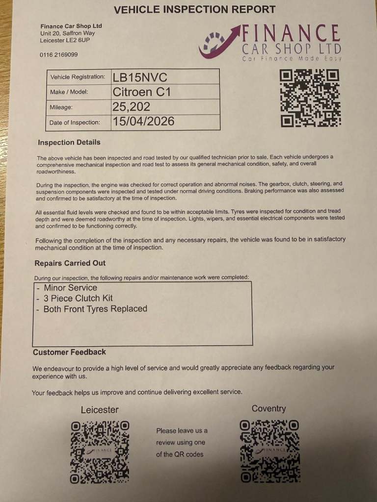 2015 Citroen C1 1.0 VTi Flair 3dr [Start Stop] HATCHBACK PETROL Manual