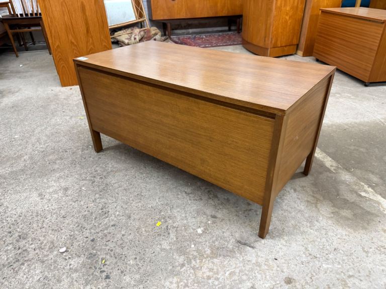 Teak mid century storage ottoman box 