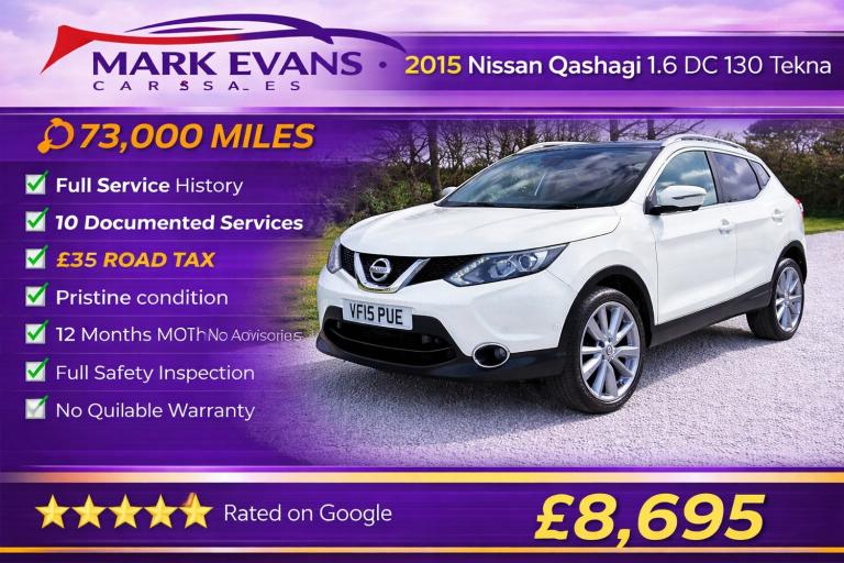 2015 Nissan Qashqai 1.6 dCi Tekna [Non-Panoramic] 5dr HATCHBACK Diesel Manual
