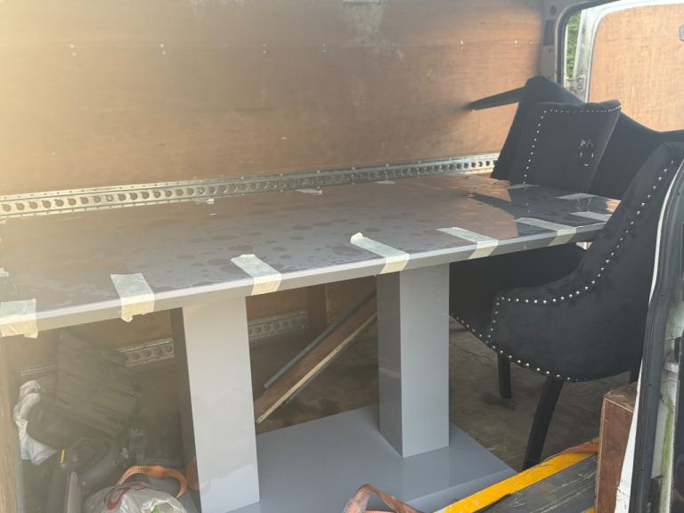 Modern Grey Dining Table with Black Velvet Chairs