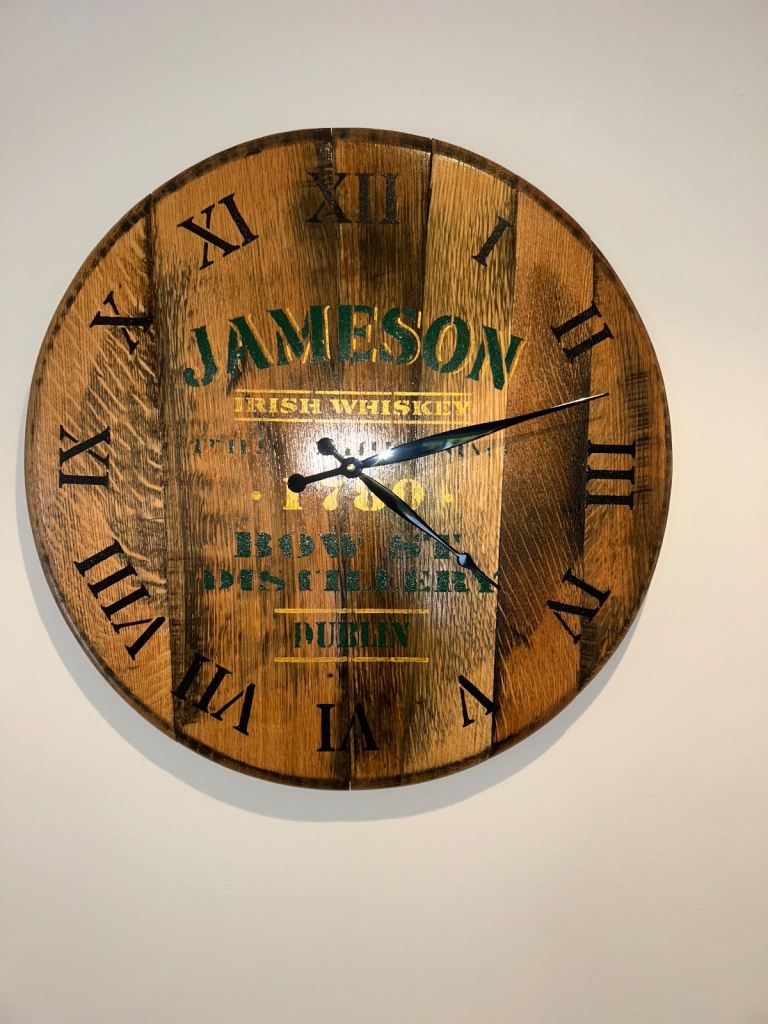 Whisky Barrel Head clocks made to order