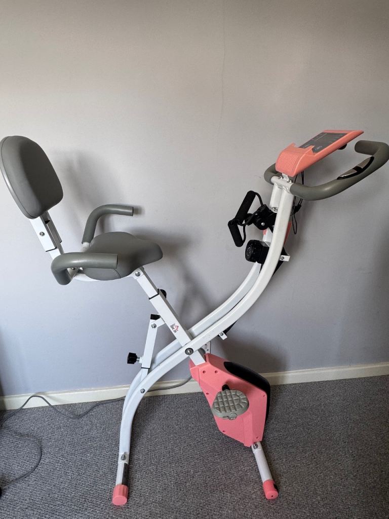 Foldable Exercise Bike with Arm Resistance Bands 