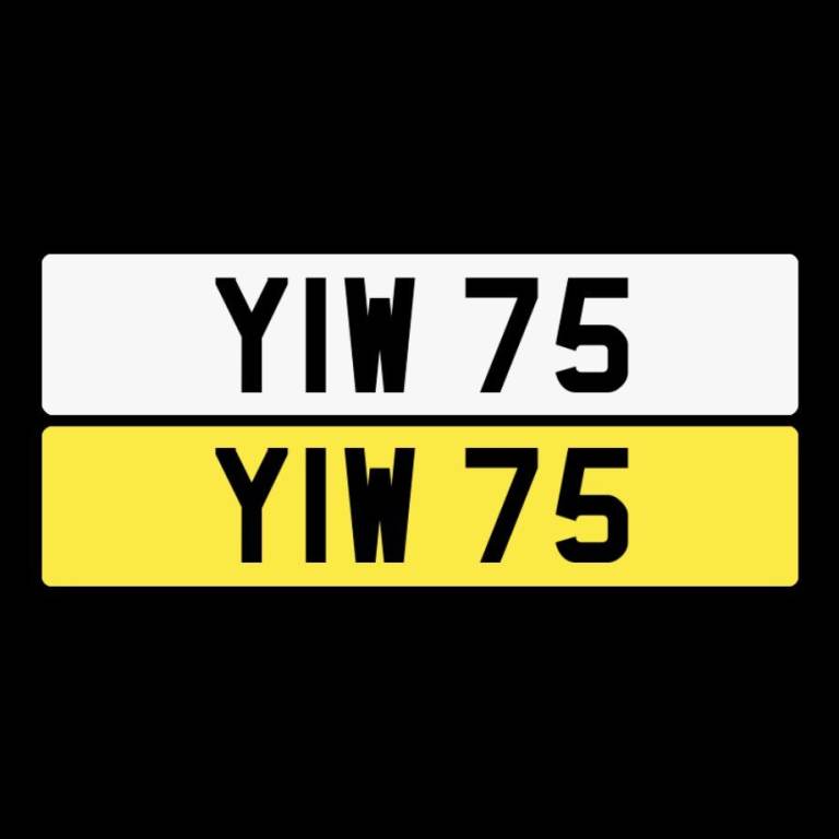 YIW 75 Number Plate, 2 Digit NI Reg, Dateless Northern Irish, NI Number Plate, NI Registration plate