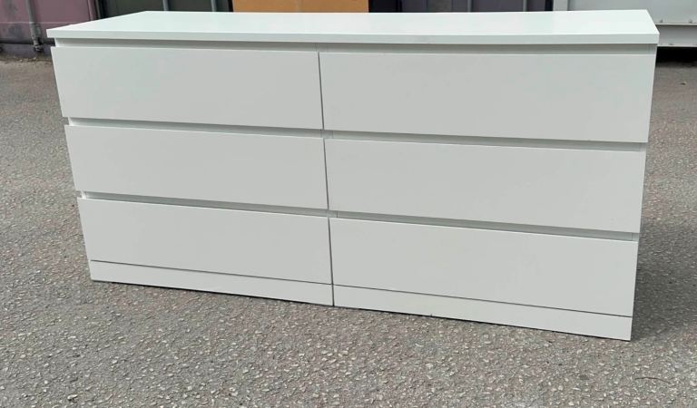 IKEA MALM Chest of 6 Drawers, White, 160x78 cm. Can deliver locally. 