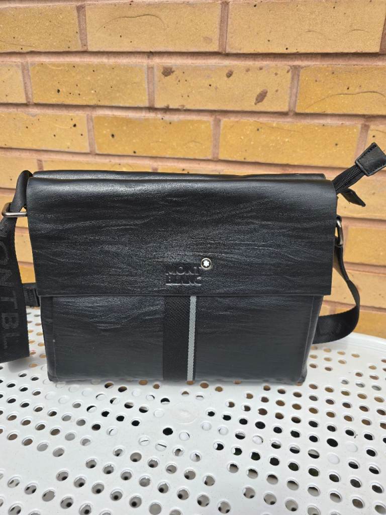 Montblanc Messenger Bag – Black Leather, Good Condition