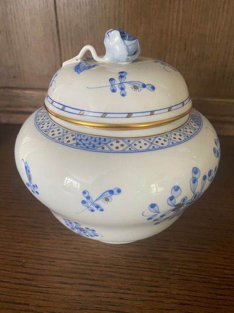 Hand Painted Herend Waldstein Blue Lidded Bowl 6091/WB