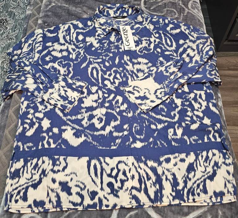 George blue and white ladies shirt and trouser brand new 