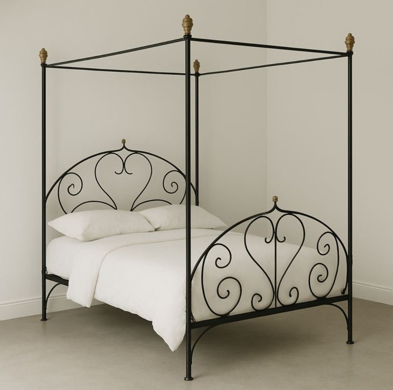 BESPOKE KING SIZE FOUR POSTER WROUGHT IRON BED 