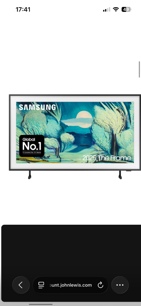 samsung-the-frame-2025-qled-art-mode-smart-ai-tv-with slim fit wall mount 43 inch