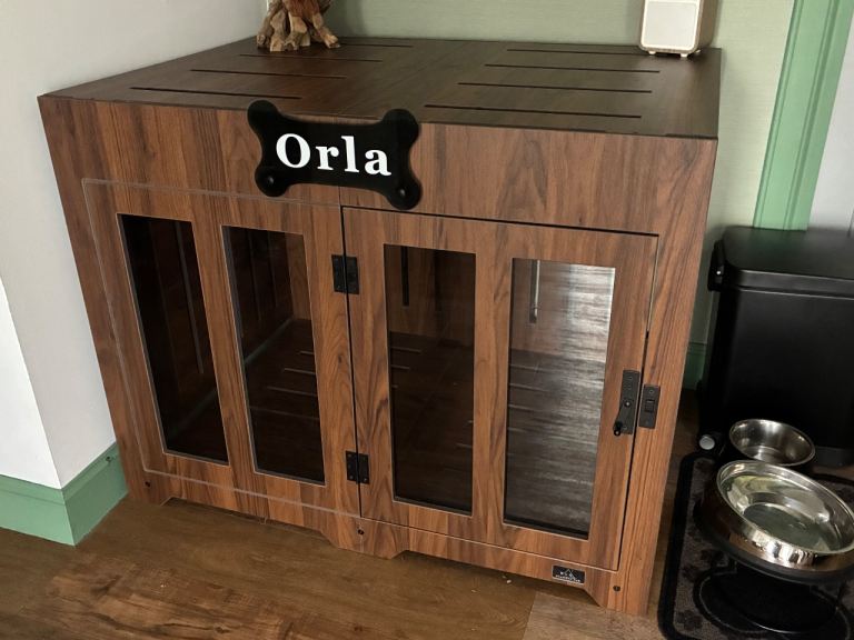 WLO® Classic Walnut Pueblo Dog Crate | Furniture-Style Indoor Dog Kennel Size 3