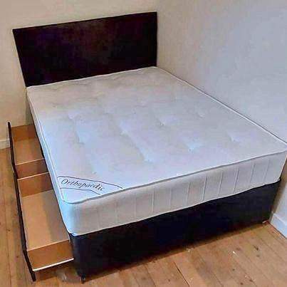 Massive Sale – Luxury Double Bed with Headboard, Mattress & Storage Today Delivery Available | COD::