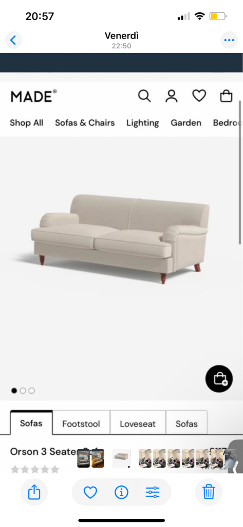 MADE Com Orson three seater sofa in Pebble Grey 