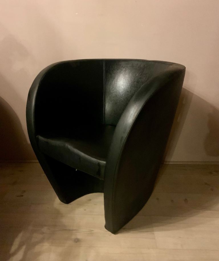 Black faux leather tub chairs - cafes, pubs, restaurants, bars