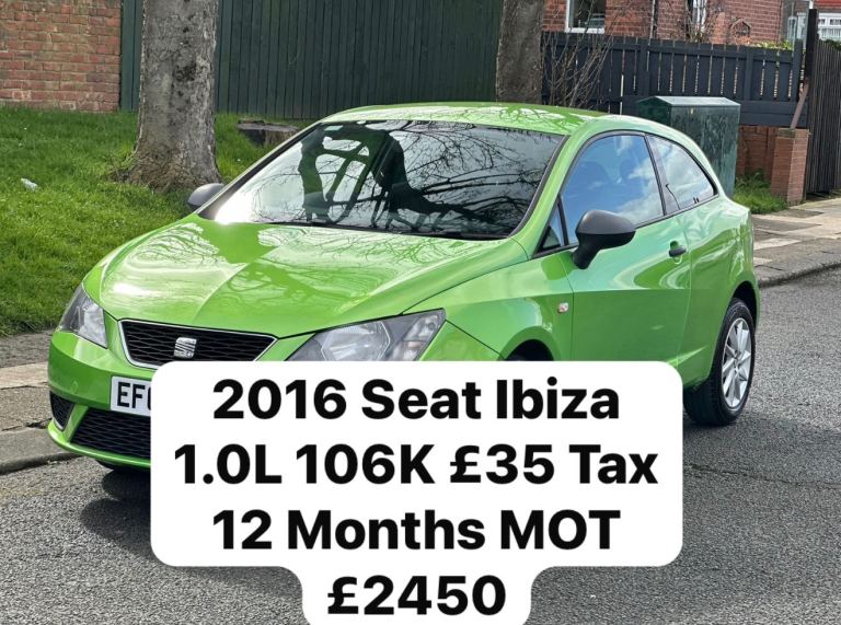 2016 Seat Ibiza 1.0L 106K 12 Months MOT £35 Tax 3 Door Parrot Green