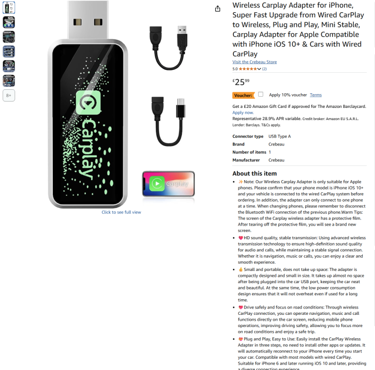 Wireless Carplay Adapter for iPhone|| Brand new 50% off price 