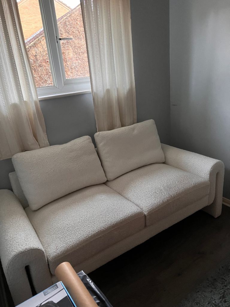 3 Seater Cream Boucle Sofa