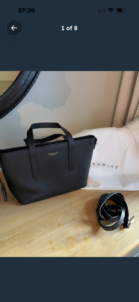 New Unwanted gift Radley Black Leather Bag cost £179