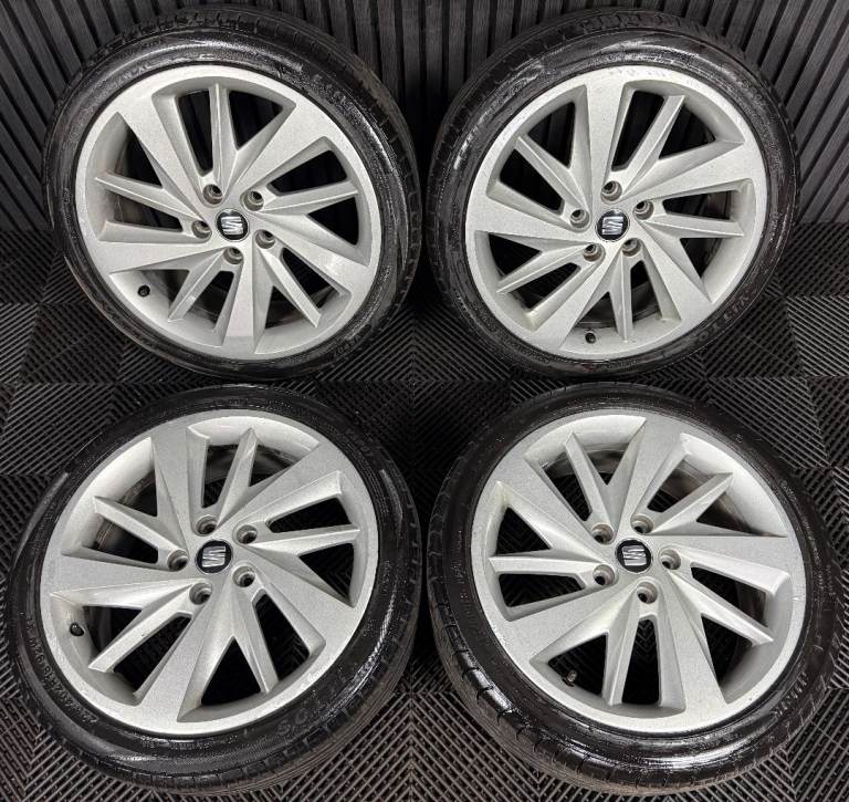18'' GENUINE SEAT LEON MK3 MK2 FR SILVER ALLOY WHEELS ALLOYS TYRES