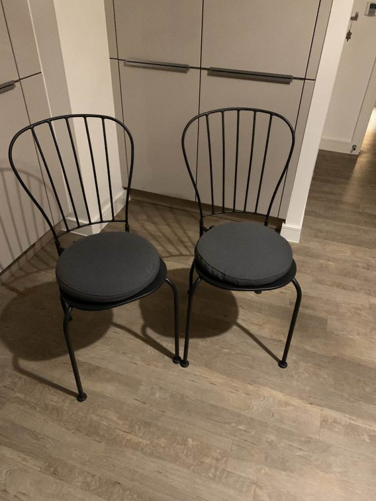 image for Two metal framed chairs, never used. with cushions