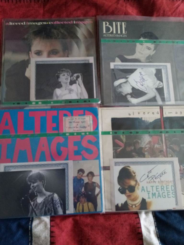 4 x Altered Images vinyl LPs with signed photos. 