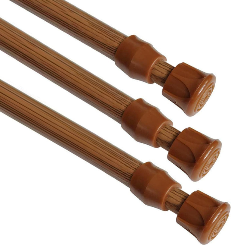 3 x Telescopic Net Voile Tension Curtain Rail Pole Rod Rods Spring Loaded Extendable