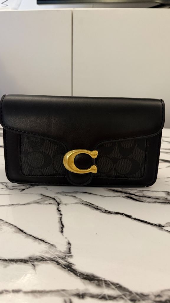 COACH Black Leather Crossbody Bag with Gold Hardware