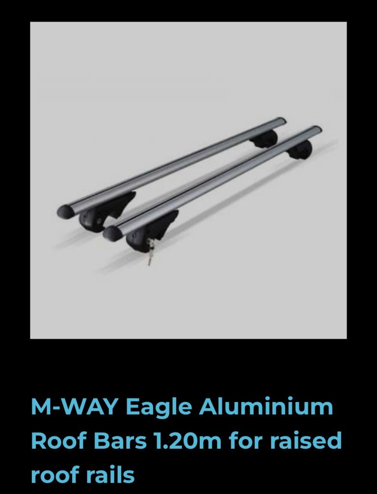 M-WAY Eagle Aluminium Roof Bars 1.20m for Raised Rails