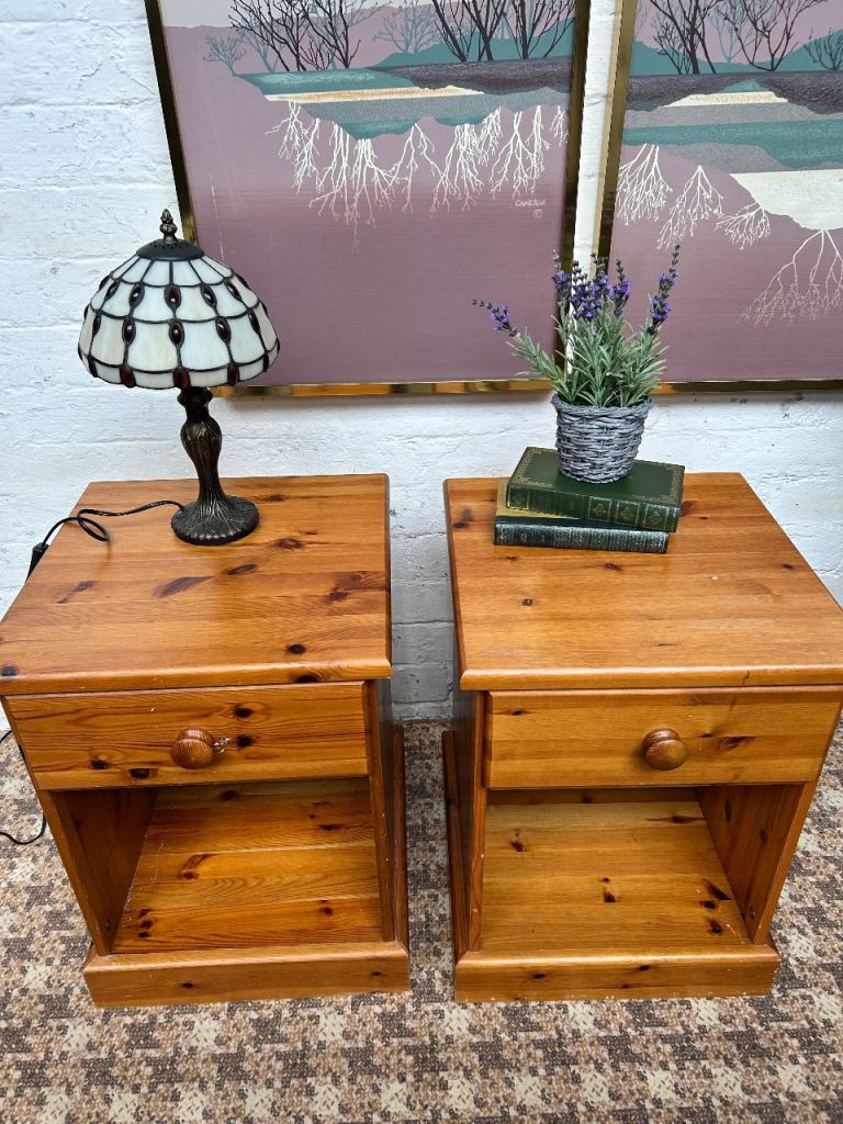 Pair of Antique Pine Bedside Tables 