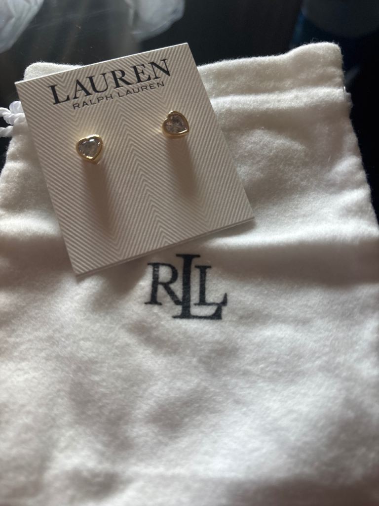 LAUREN Ralph Lauren Gold Heart Stud Earrings - NEW