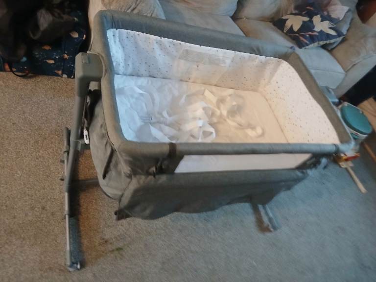 Baby Co-Sleeper Crib – Grey, Good Condition