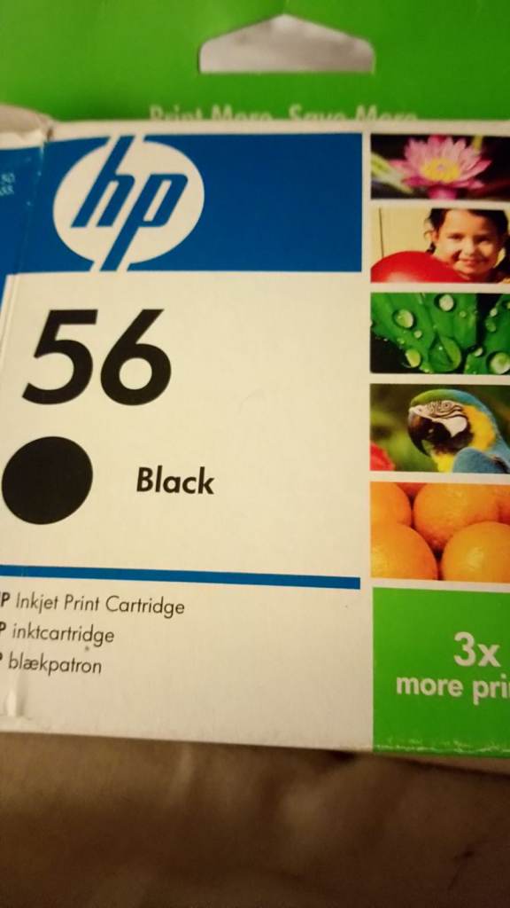HP 56 black ink cartridge.