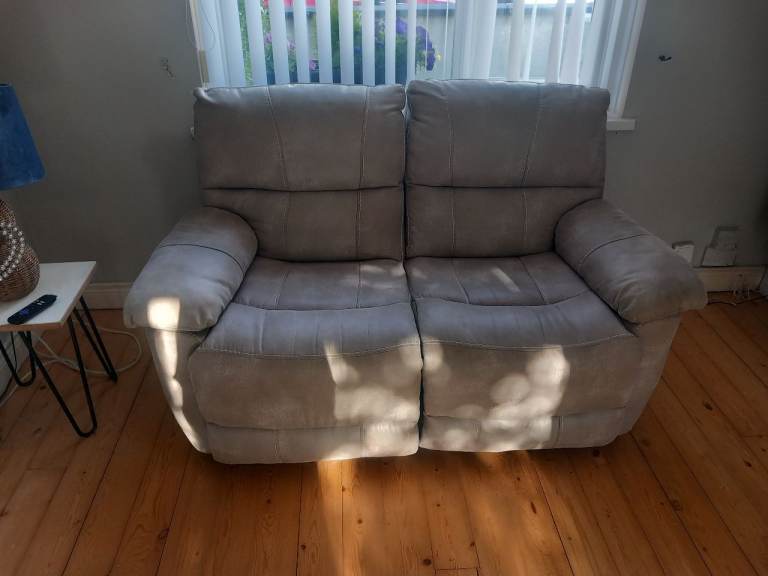 Nubuck leather two seater recliner sofa