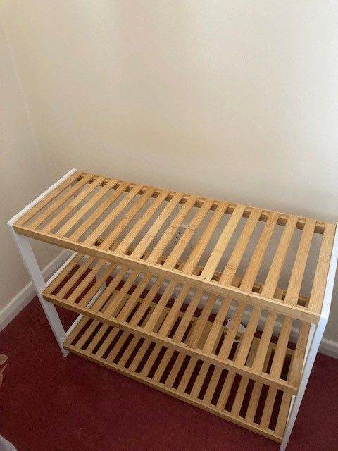  3-Tier Storage Shelf – Bamboo and White (NEW)