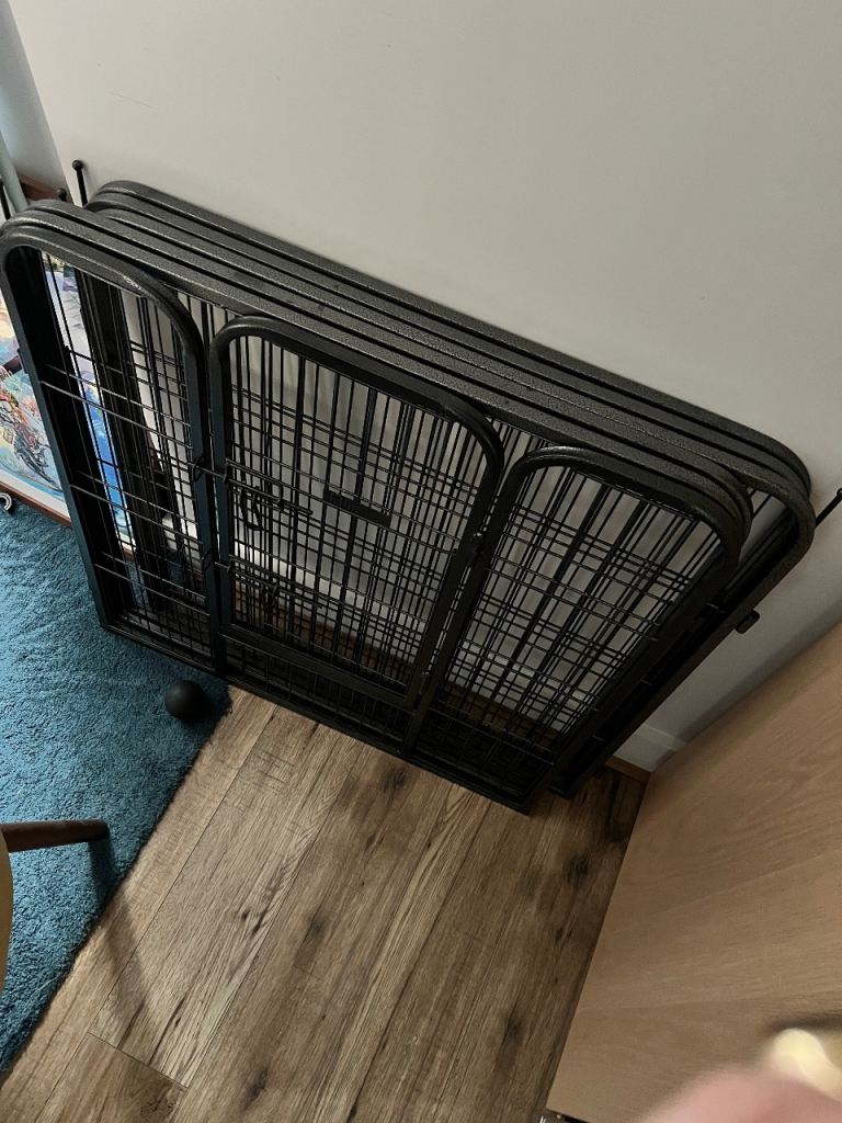 Large Modular Dog Pen / Playpen - Reconfigurable, Heavy-Duty Black Metal