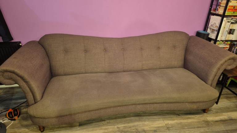 Comfortable Brown Fabric Sofa & Matching Armchair Set