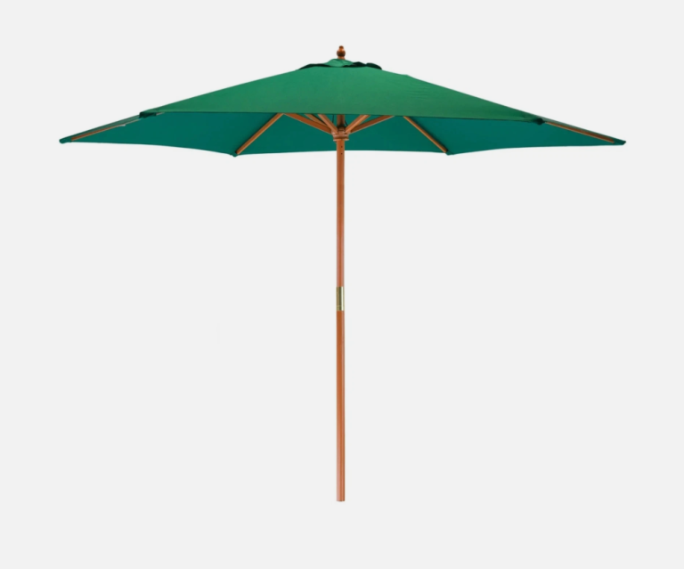 Harbour Housewares Wooden Garden Parasol Green with Brown Pole Without Base