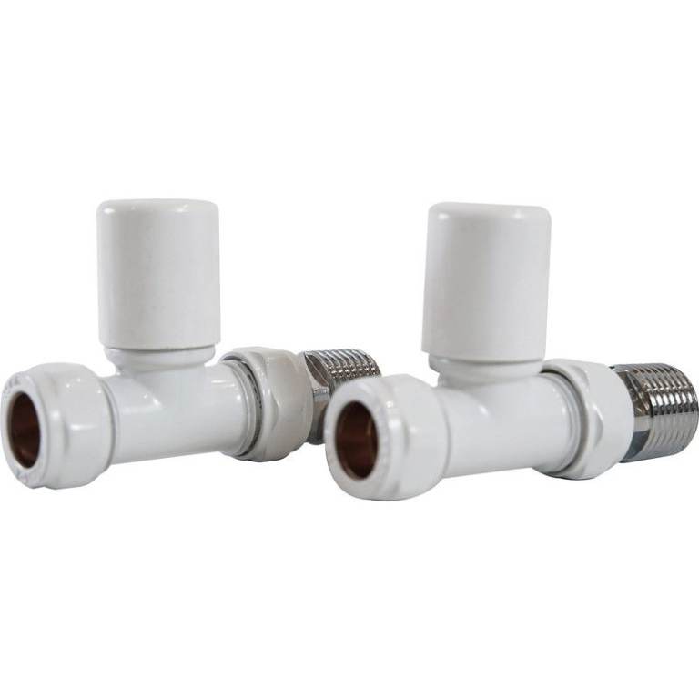 Made4Trade Modern Towel Radiator Valve White Straight 15mm