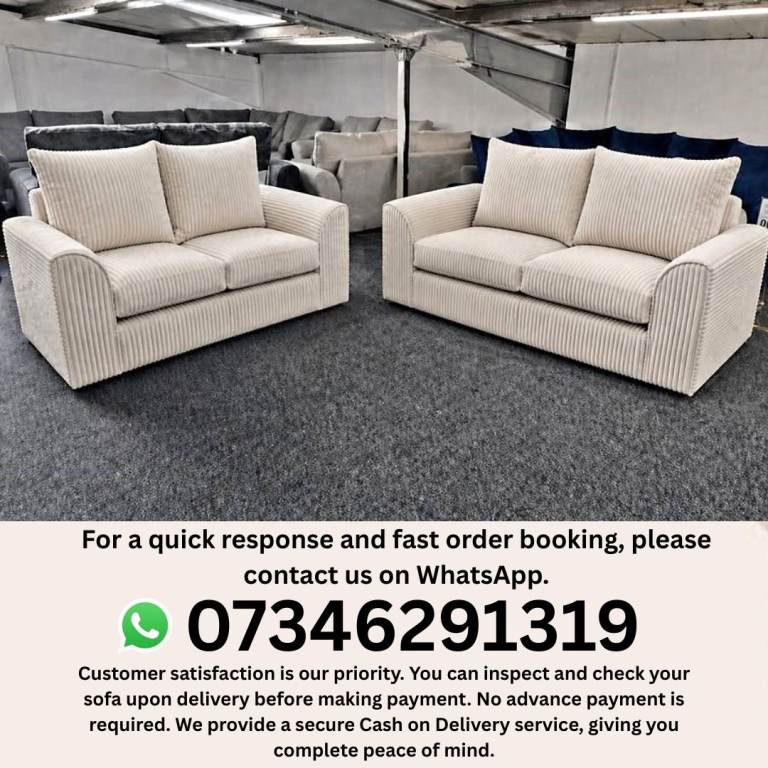 Brand New Dylan Cord Fabric Corner Sofa Unit