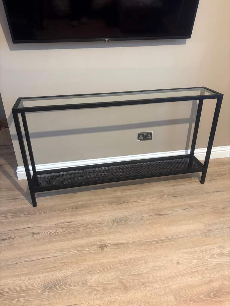 Black Metal and Glass Console Table – As Good As New