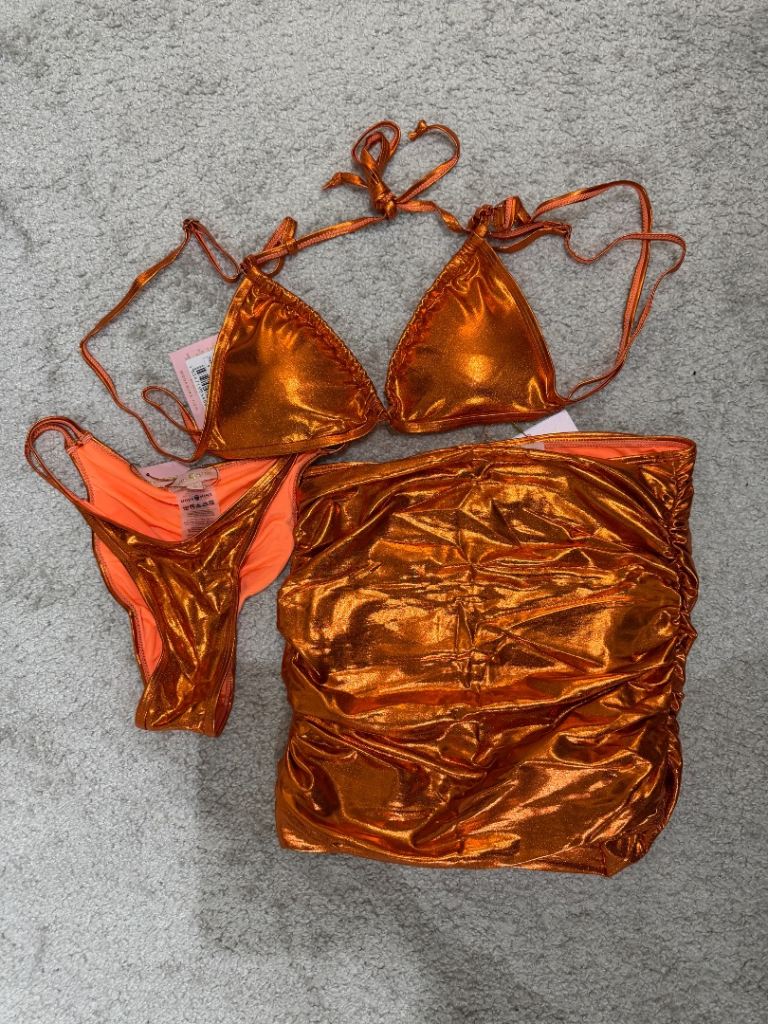 Metallic Bikini and Matching Skirt – Brand New